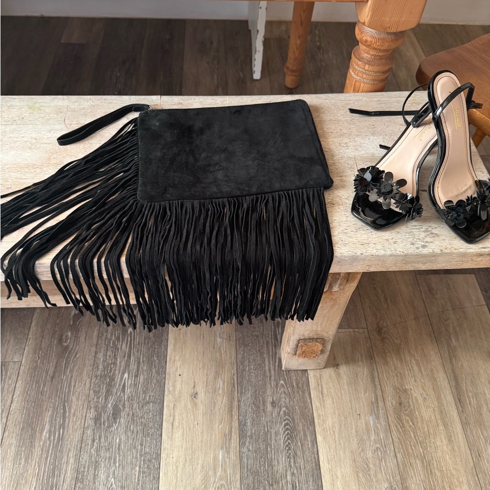 Elegant Black Fringe Clutch